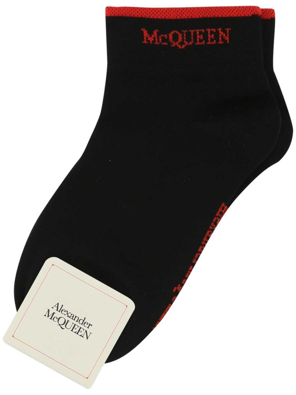 Alexander McQueen logo刺绣针织袜 - 黑色