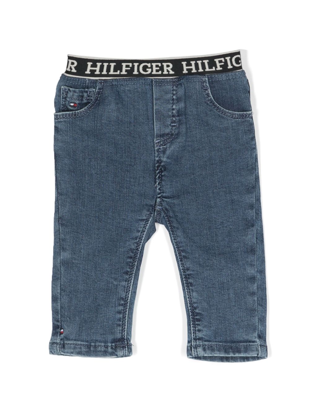 Tommy Hilfiger Junior 松紧logo裤腰牛仔裤 - 蓝色