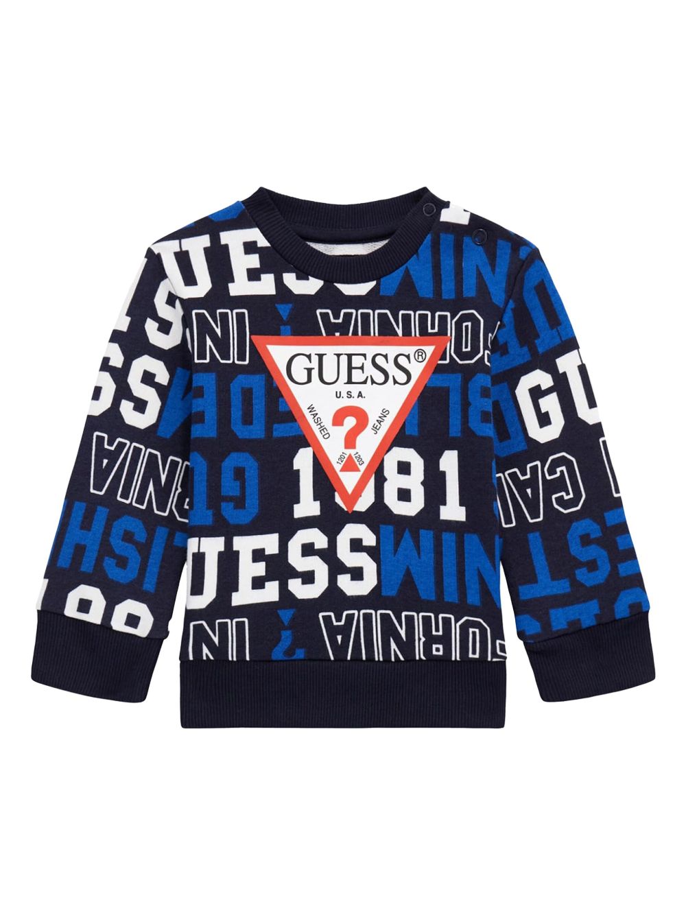 guess kids logo印花卫衣 - 蓝色