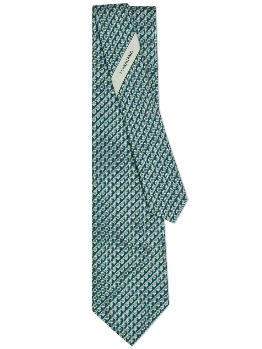 Ferragamo Tennis-print tie - 绿色