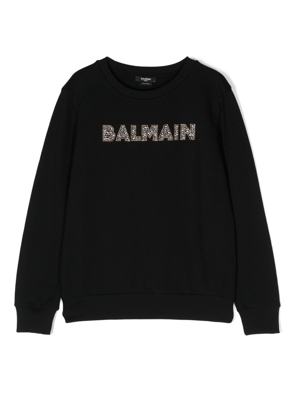 Balmain Kids 圆领棉卫衣 - 黑色
