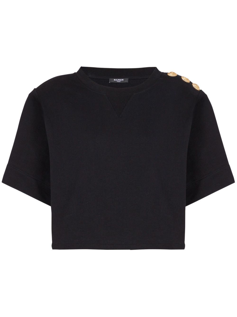 Balmain 纽扣细节短款卫衣 - 黑色