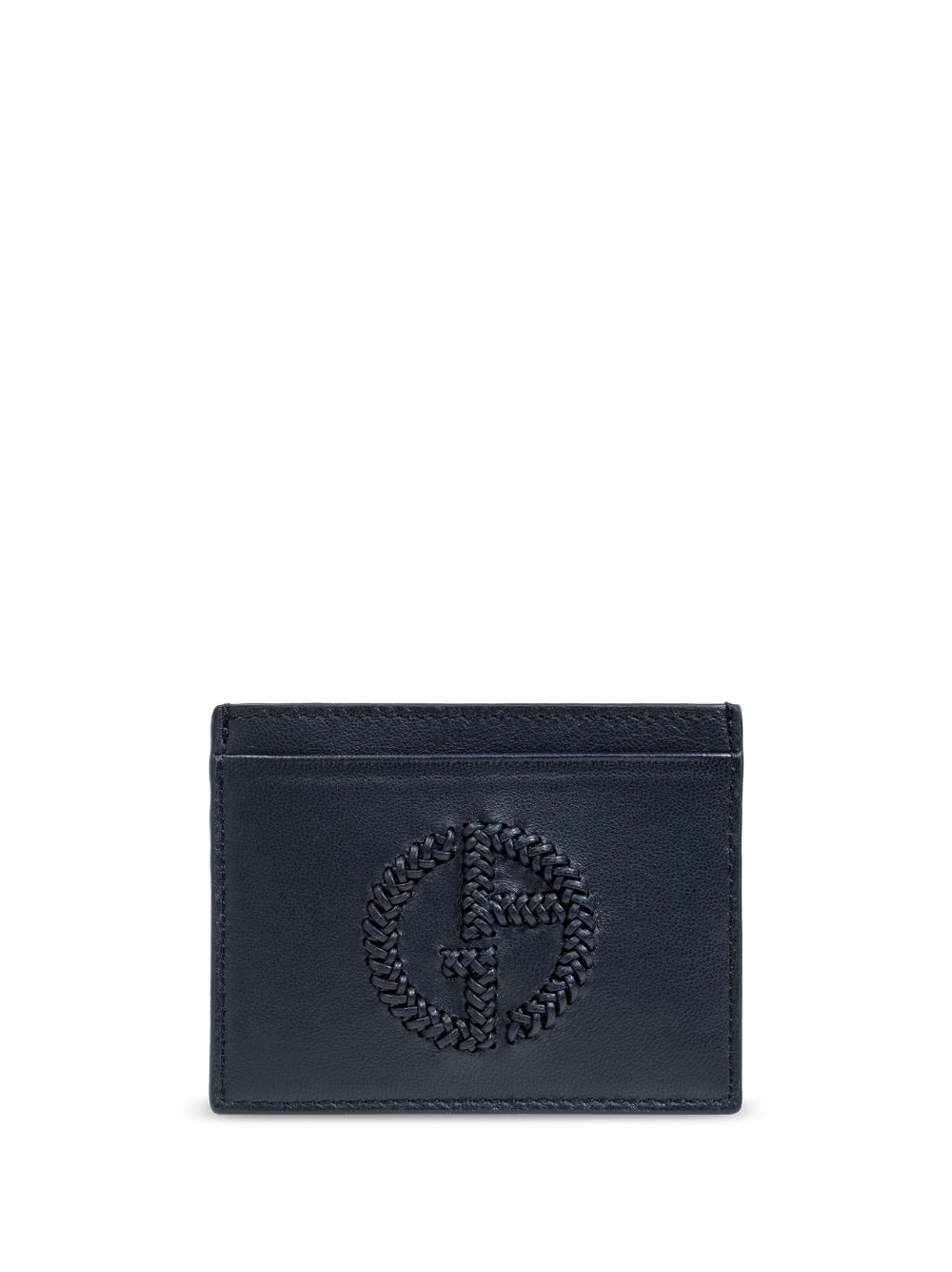Giorgio Armani 雕刻logo皮质卡夹 - 蓝色