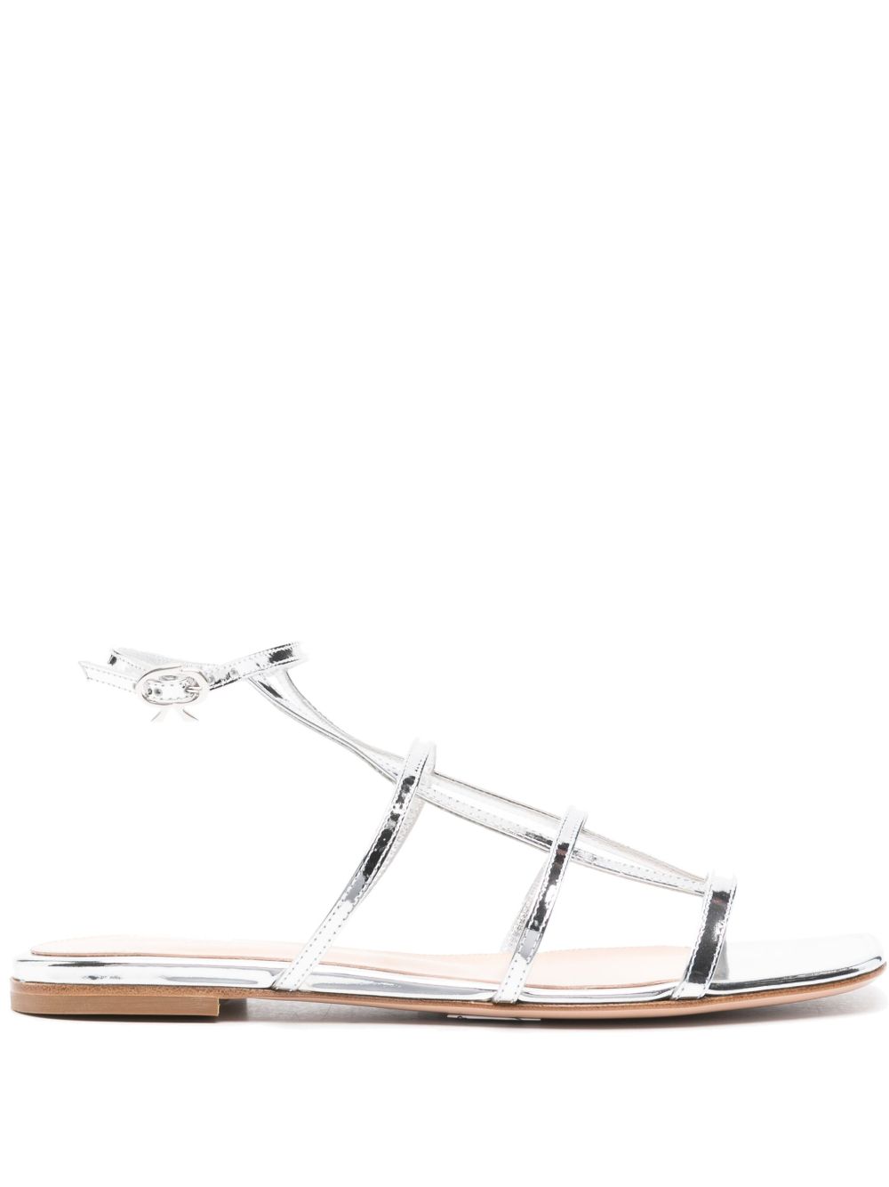 Gianvito Rossi 金属感平底皮质凉鞋 - 银色