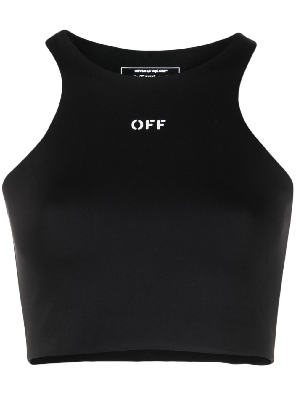 Off-White logo印花短款坦克背心 - 黑色