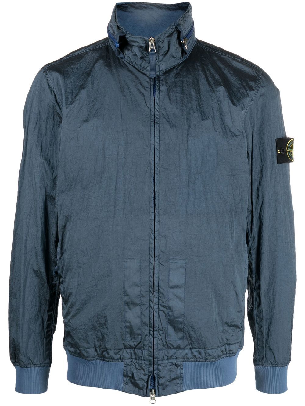 Stone Island 标贴拉链夹克 - 蓝色