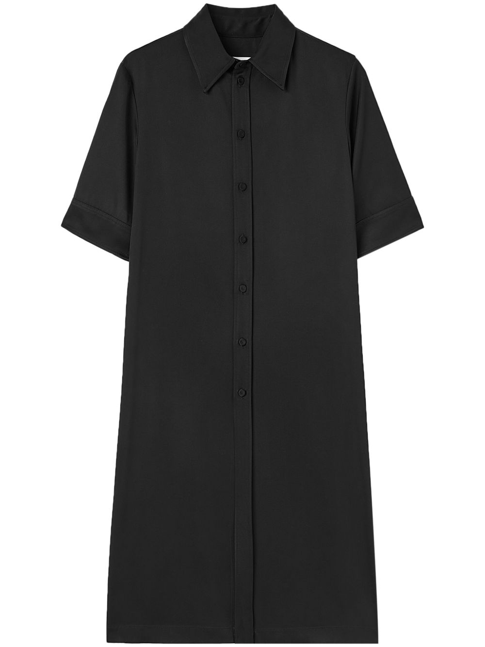Jil Sander 尖领斜纹布编织衬衫 - 黑色