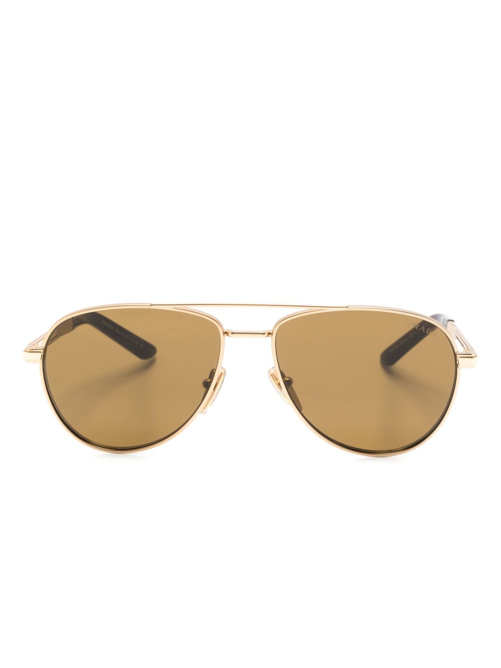 Prada Eyewear logo印花飞行员太阳眼镜 - 金色