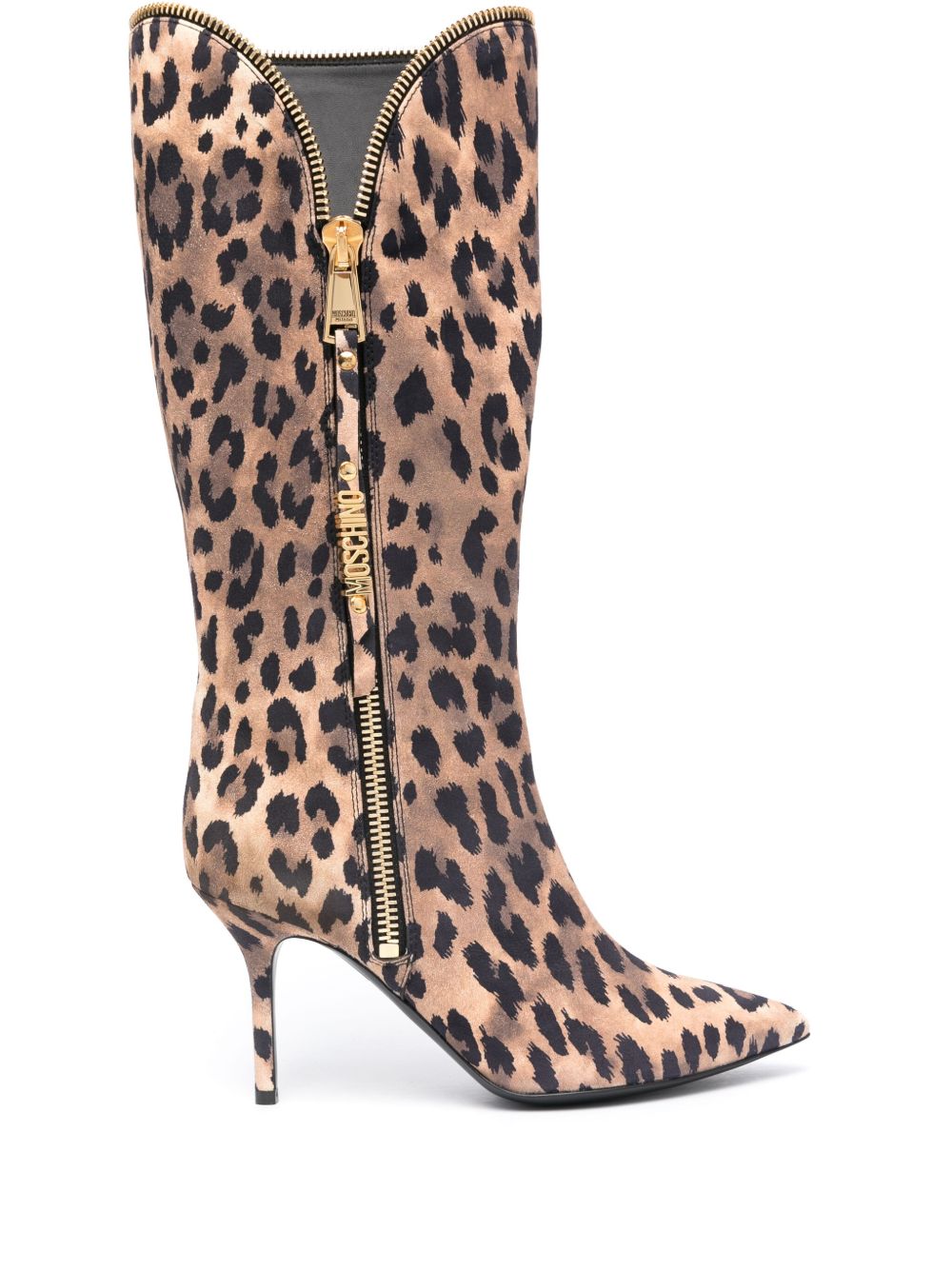 Moschino 豹纹高跟靴（8.5厘米） - 中性色