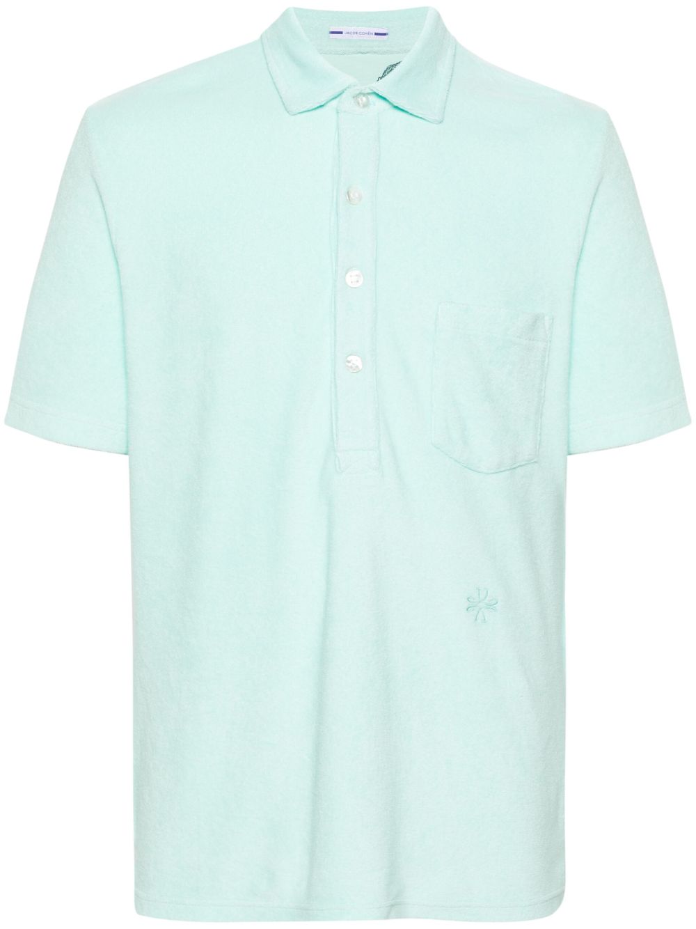 Jacob Cohën logo刺绣毛巾布polo衫 - 蓝色