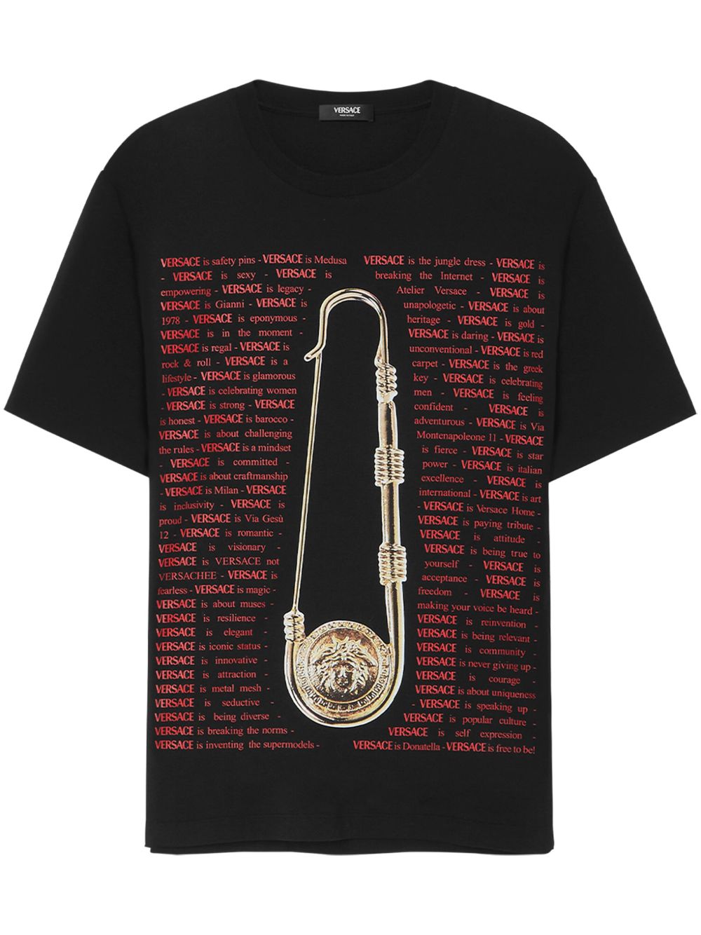 Versace Medusa Safety Pin 印花棉T恤 - 黑色