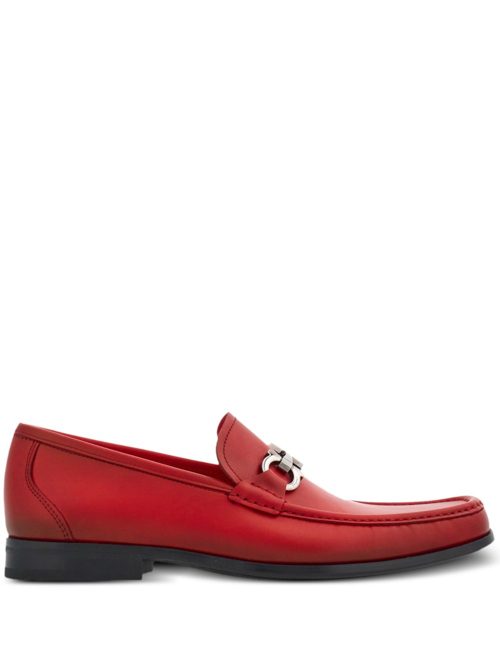 Ferragamo Gancini 标牌皮质乐福鞋 - 红色
