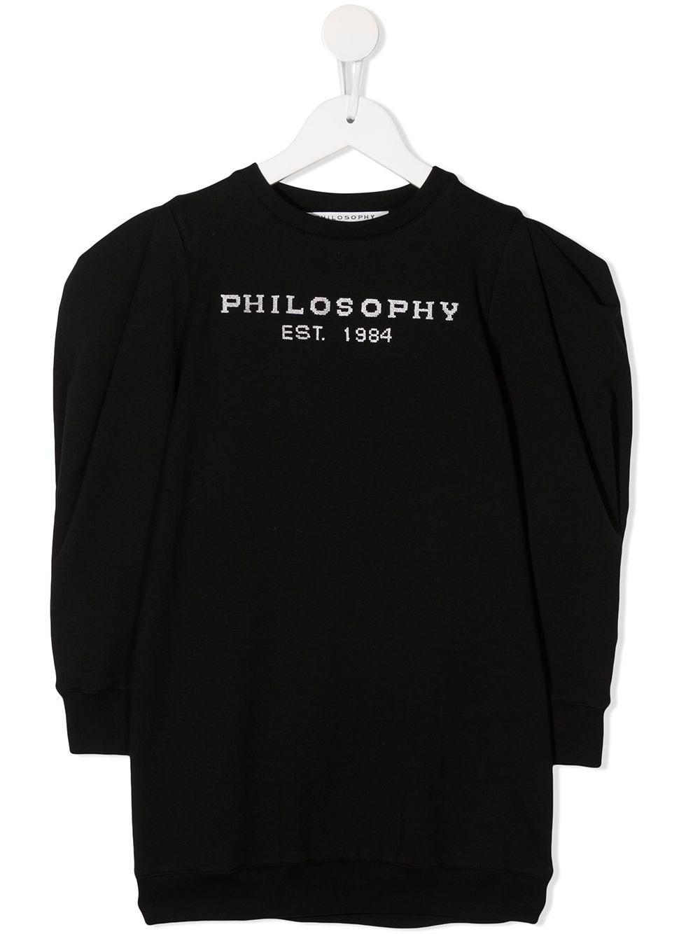 Philosophy Di Lorenzo Serafini Kids logo刺绣泡泡袖套头衫 - 黑色
