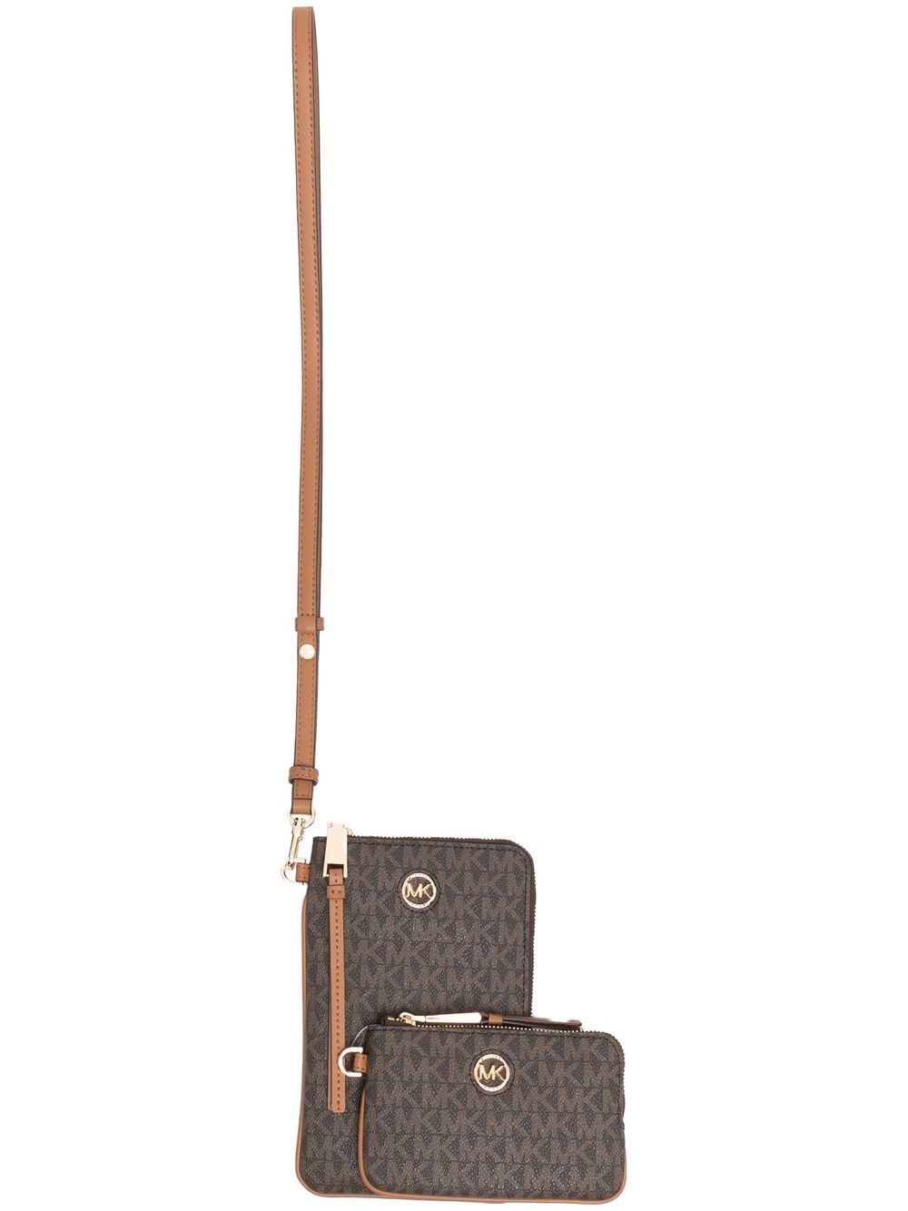 Michael Kors logo印花挂绳小袋 - 褐色