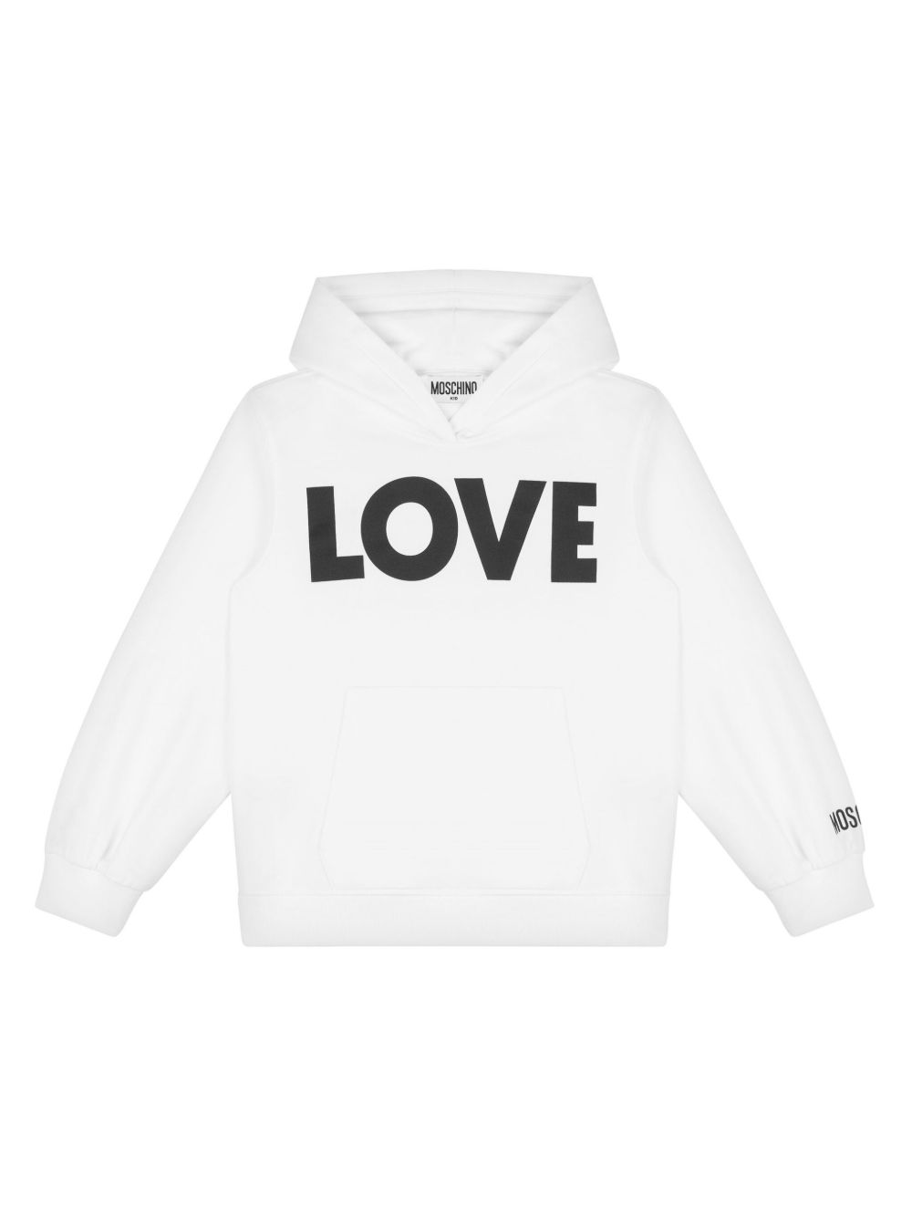 Moschino Kids 罗纹袖口连帽衫 - 白色