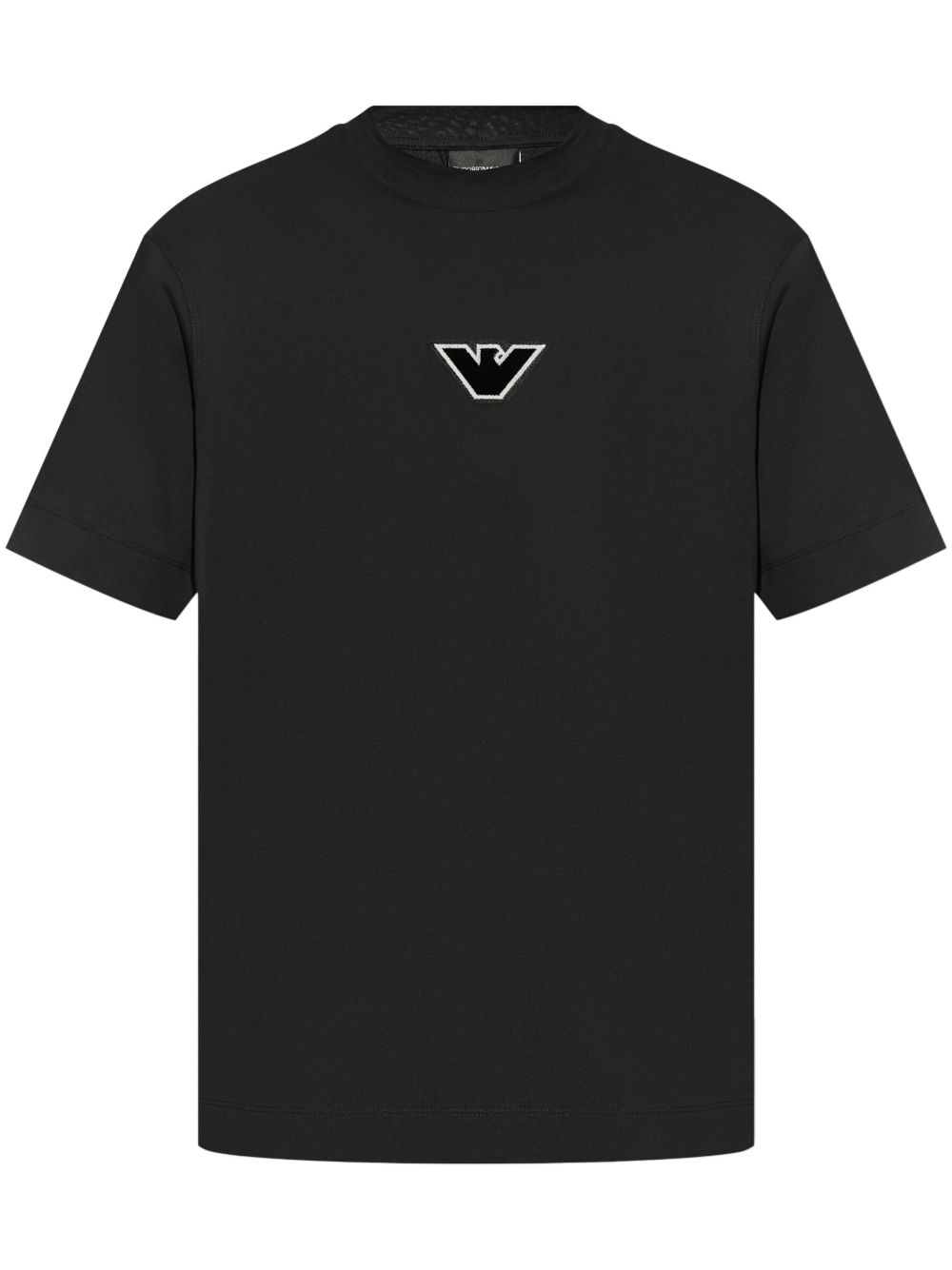 Emporio Armani logo刺绣T恤 - 黑色
