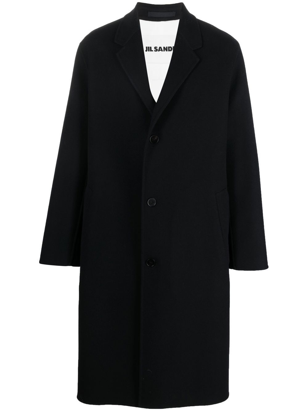 Jil Sander 梯形翻领排扣外套 - 蓝色