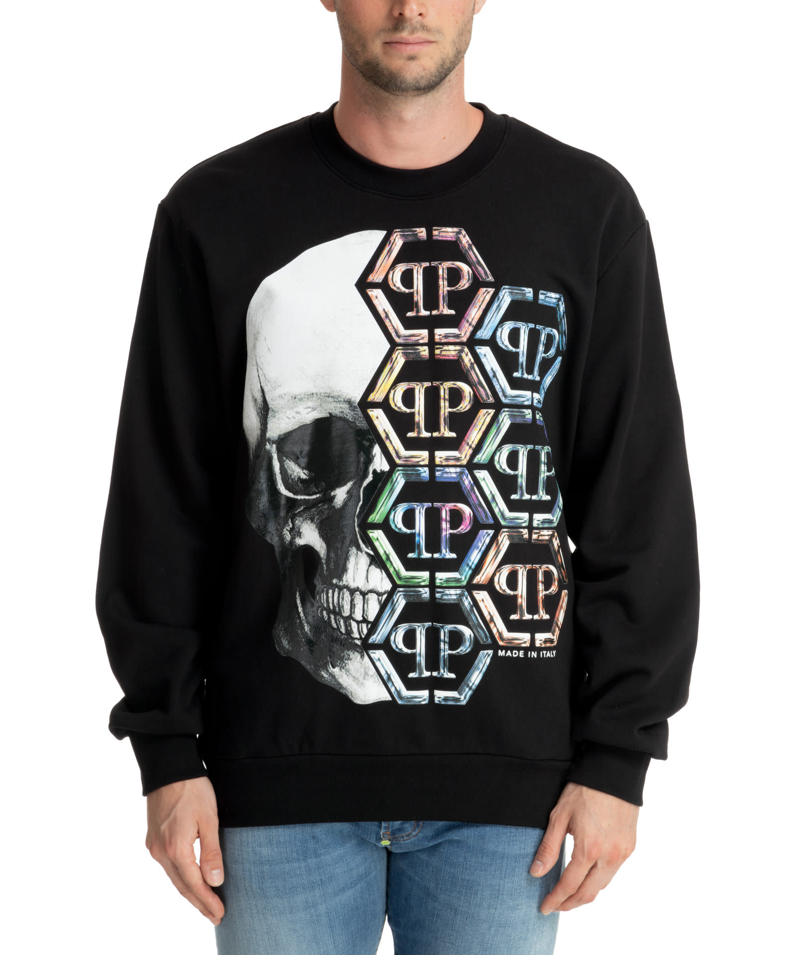 Philipp Plein Skull And Plein Cotton Sweatshirt