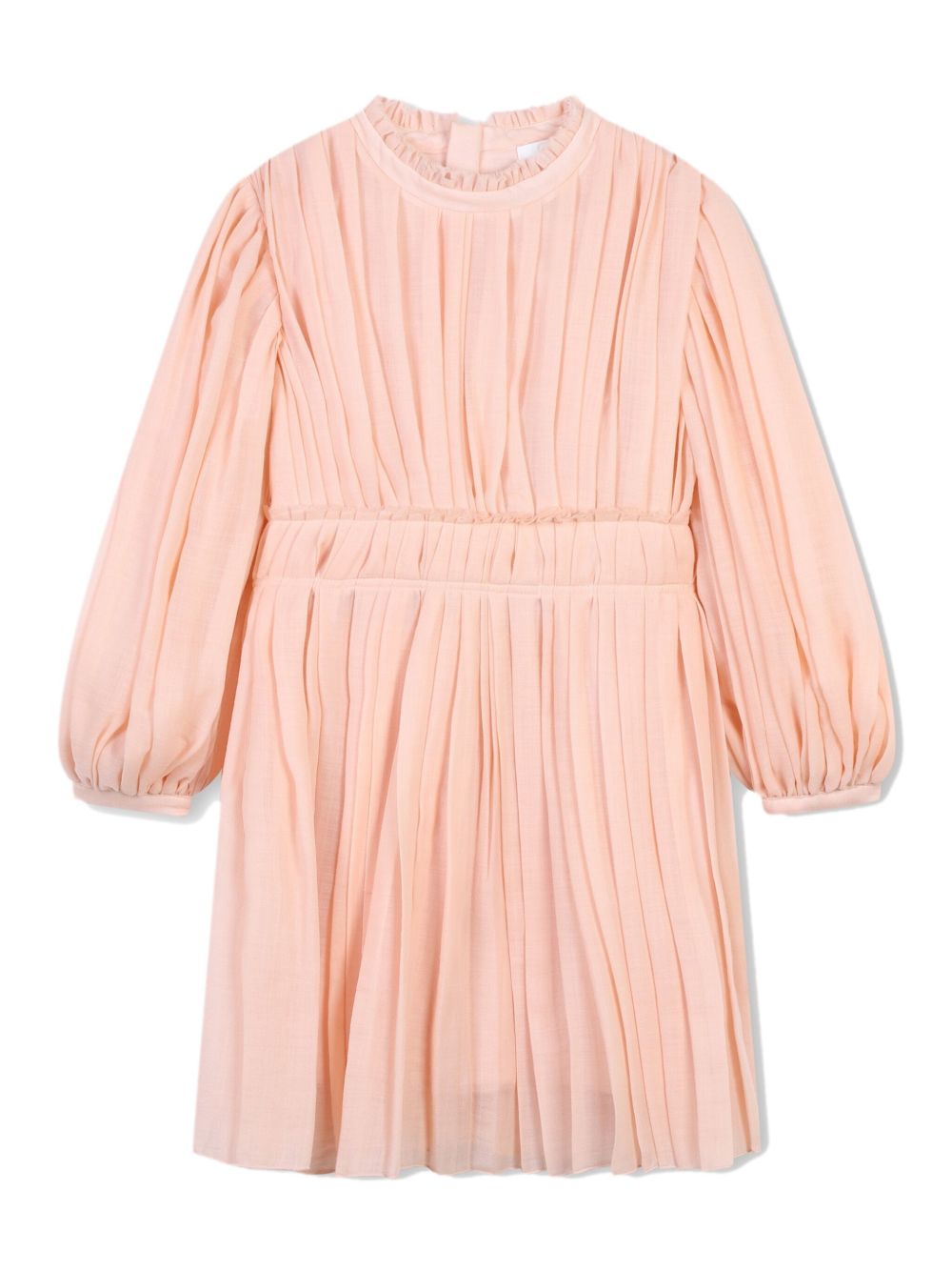 Chloé Kids 褶饰羊毛连衣裙 - 粉色
