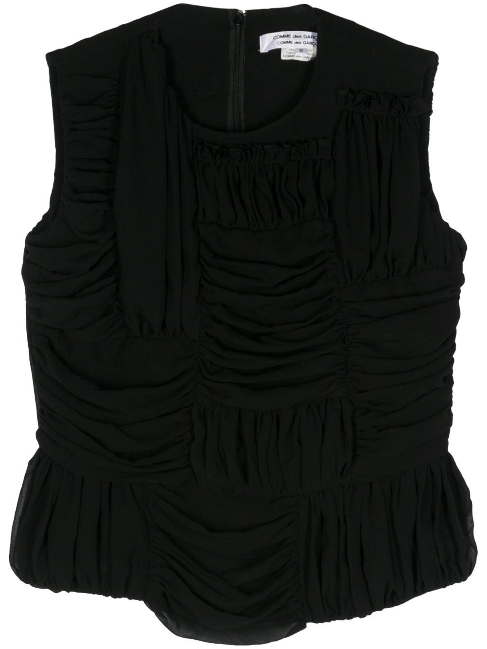 Comme Des Garçons Comme Des Garçons 褶饰无袖上衣 - 黑色