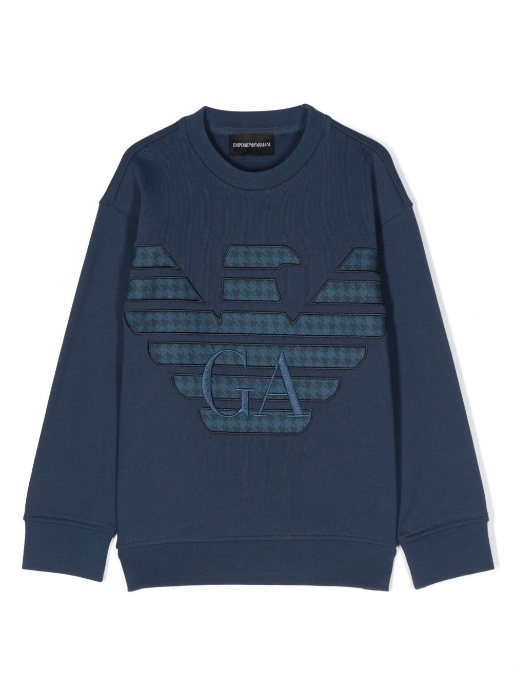 Emporio Armani Kids 标贴棉卫衣 - 蓝色