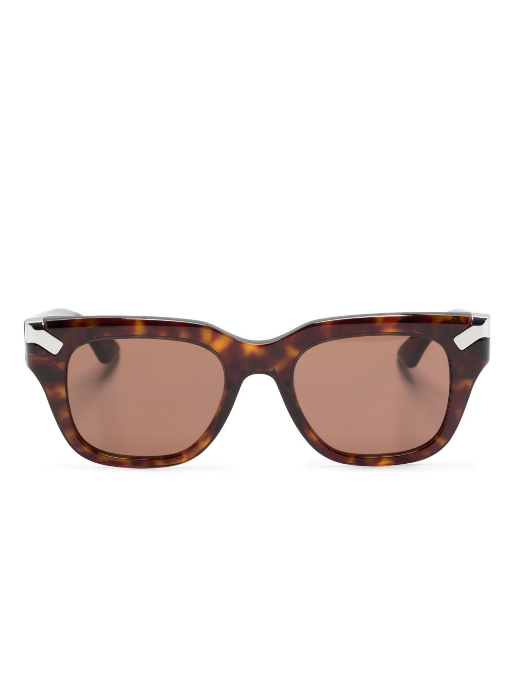 Alexander McQueen Eyewear 玳瑁纹方框太阳眼镜 - 褐色