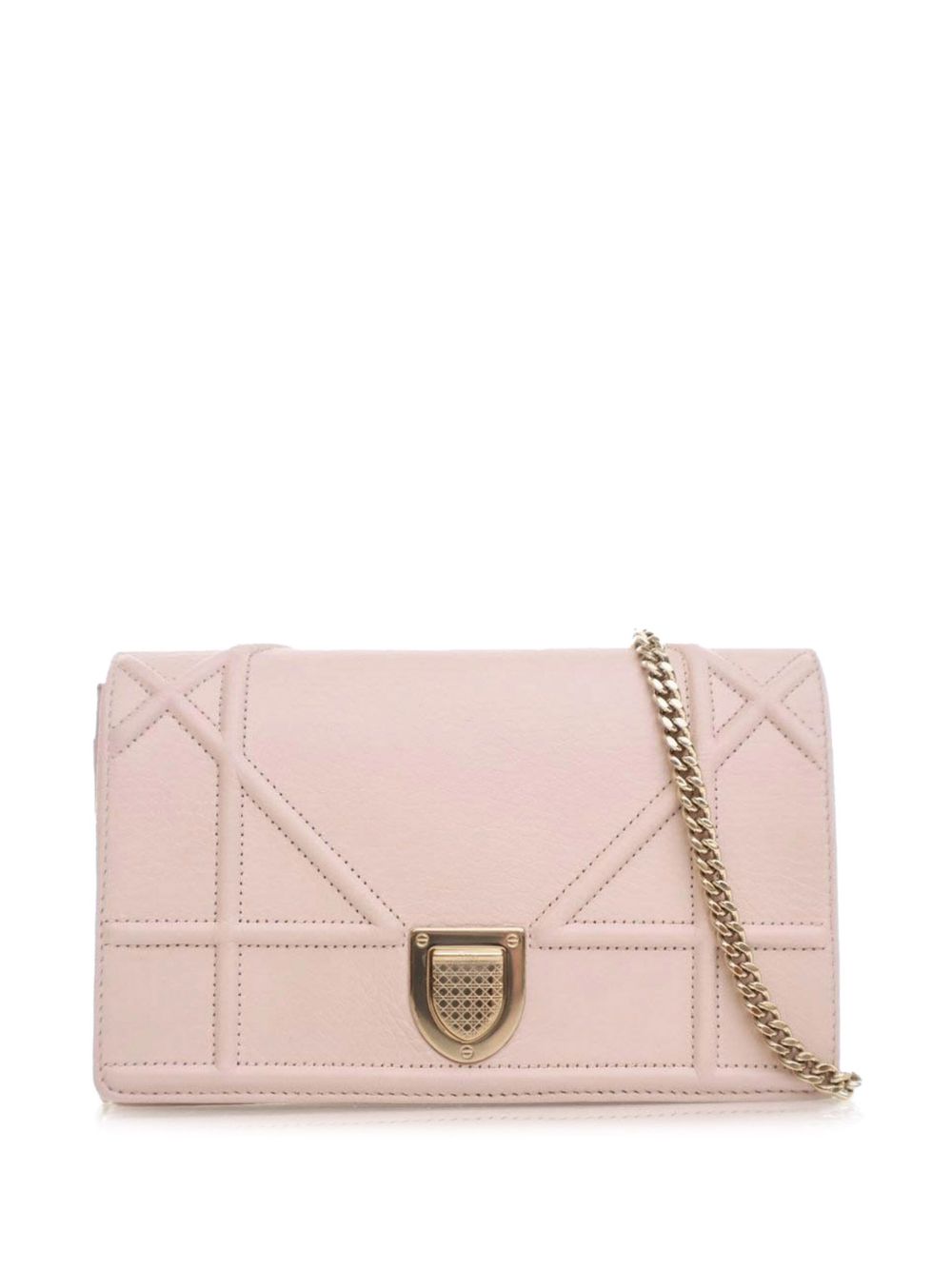 Christian Dior Pre-Owned Diorama Wallet on Chain 粒纹小牛皮斜挎包（2017年典藏款） - 粉色