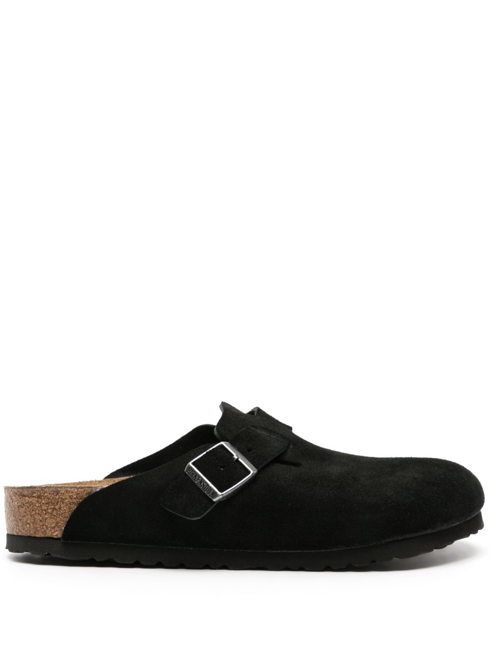 Birkenstock Boston 绒面皮拖鞋 - 黑色