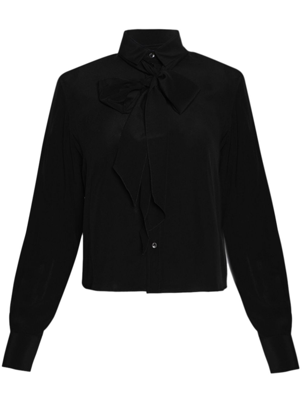 WARDROBE.NYC 围巾细节真丝罩衫 - 黑色