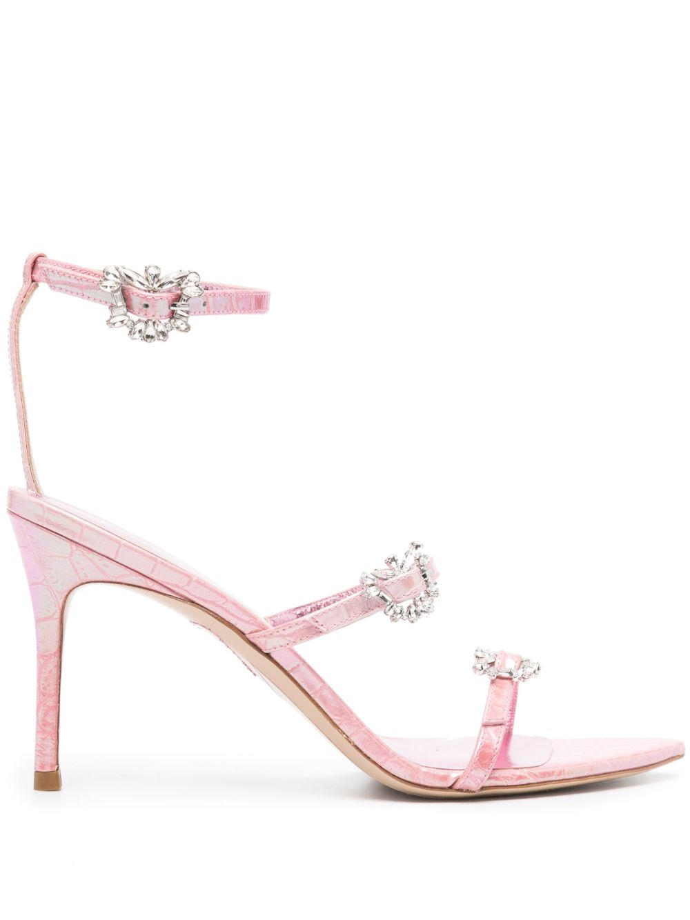 Sophia Webster Grace Mid 皮质高跟凉鞋 - 粉色