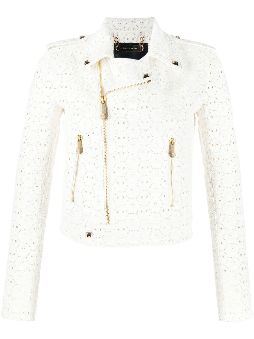 Philipp Plein Sangallo 皮质机车夹克 - 白色
