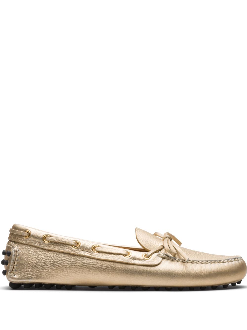 Car Shoe 纹理皮质乐福鞋 - 金色