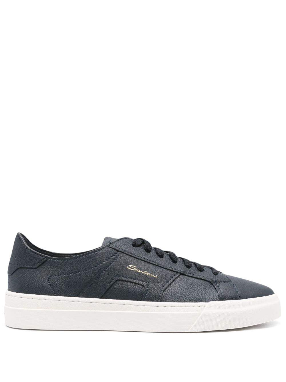 Santoni 纹理皮质运动鞋 - 蓝色