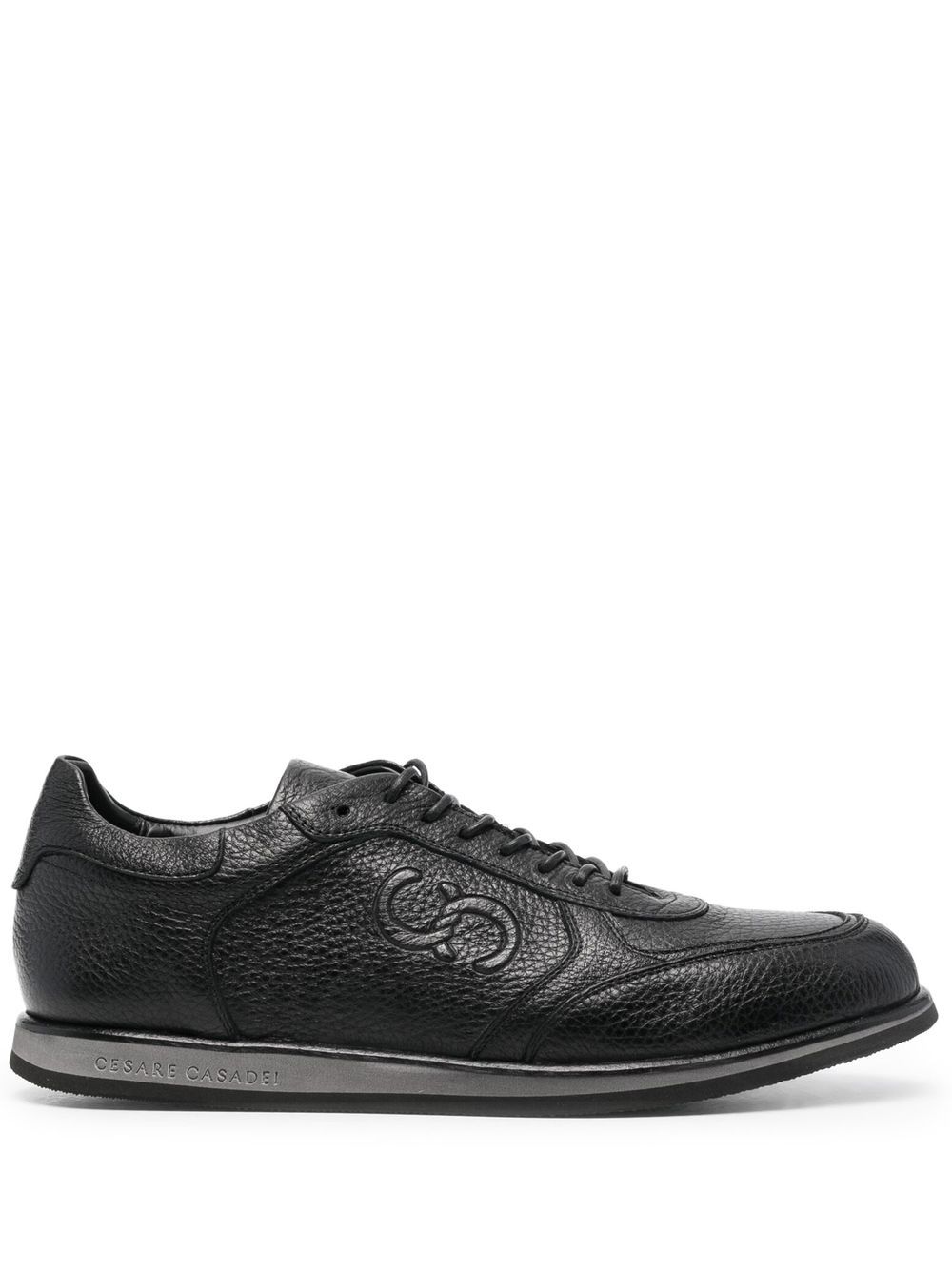 Casadei logo凹面压花低帮运动鞋 - 黑色