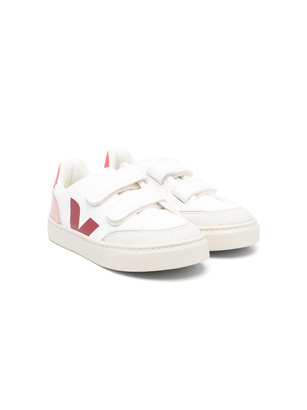 VEJA Kids V-12 ChromeFree 皮质运动鞋 - 白色