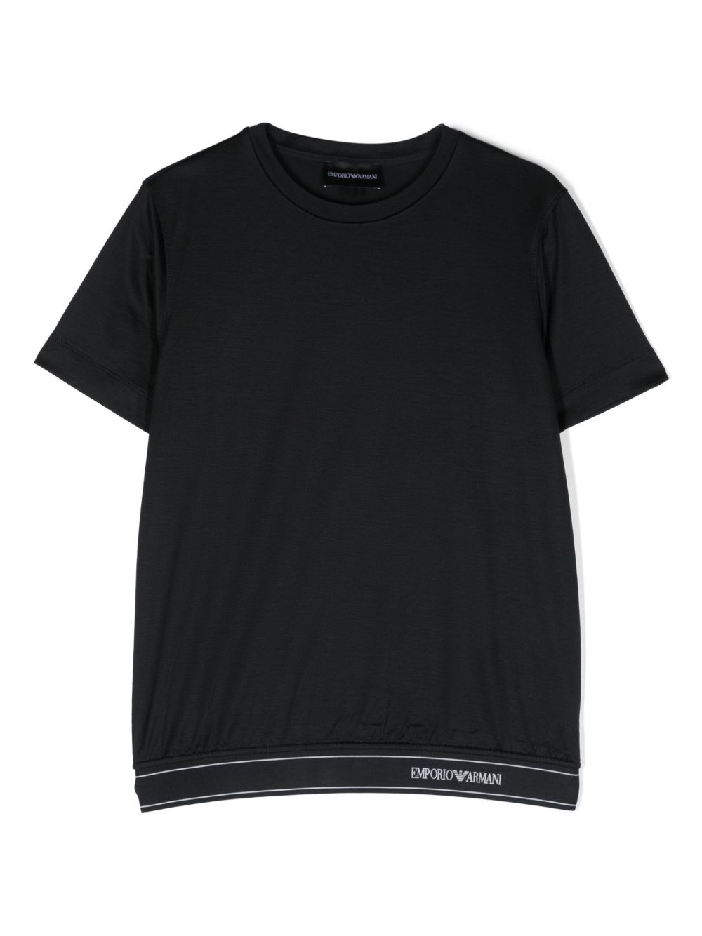 Emporio Armani Kids logo腰身T恤 - 蓝色