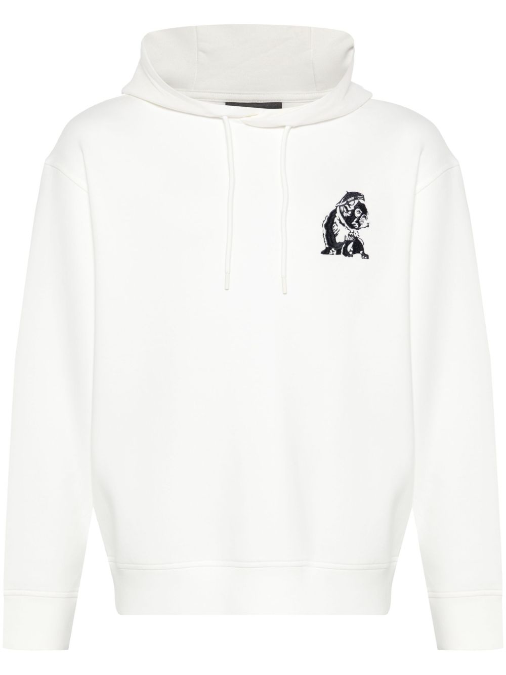Emporio Armani French Bulldog 刺绣连帽衫 - 白色