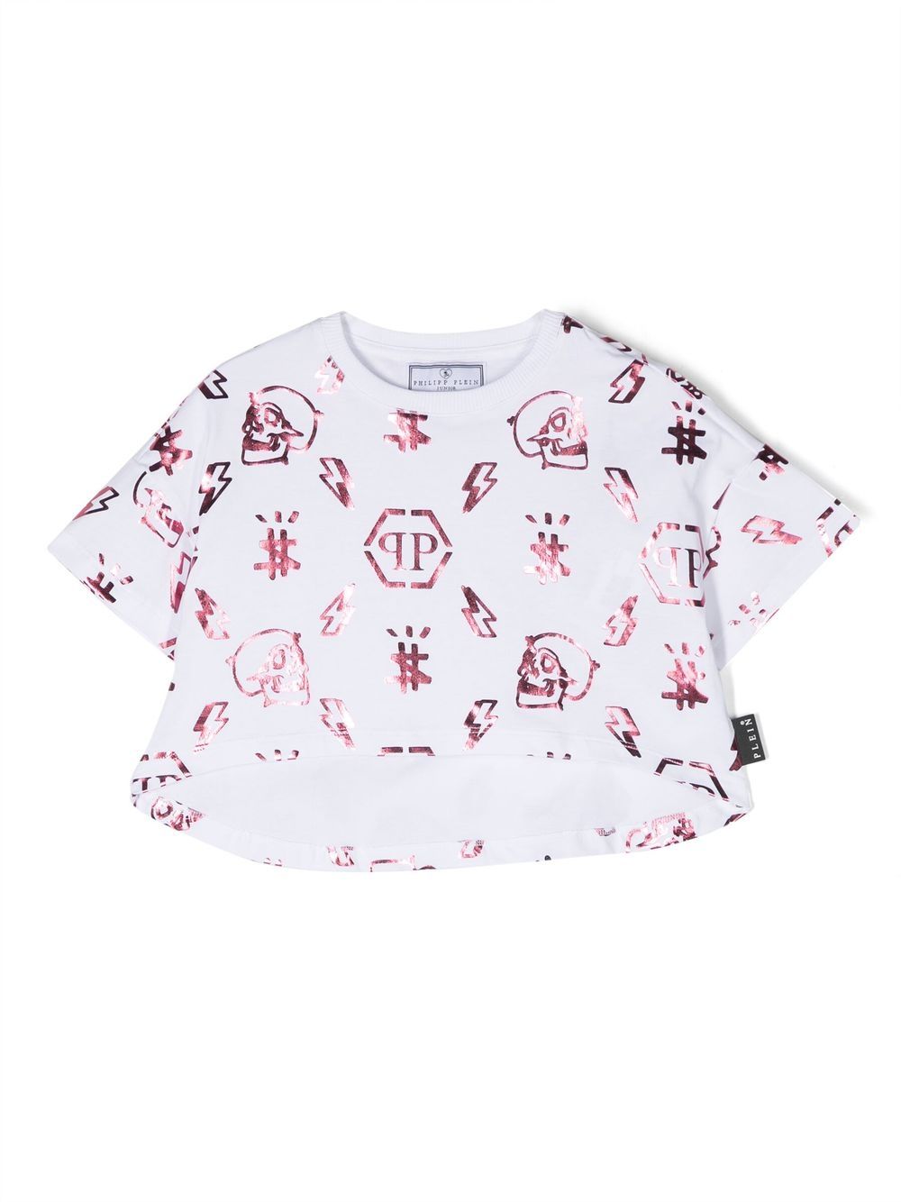 Philipp Plein Junior logo印花棉T恤 - 白色