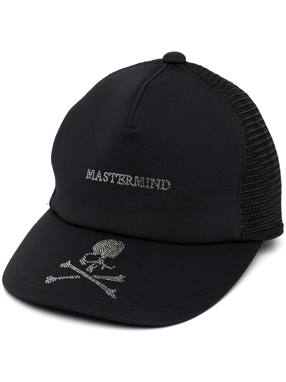 Mastermind World 铆钉logo网纱拼接棒球帽 - 黑色