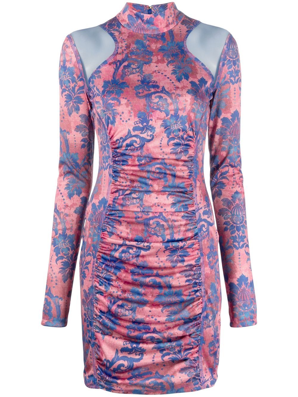 Versace Jeans Couture 范思哲 缩褶佩斯理印花迷你连衣裙 - 粉色