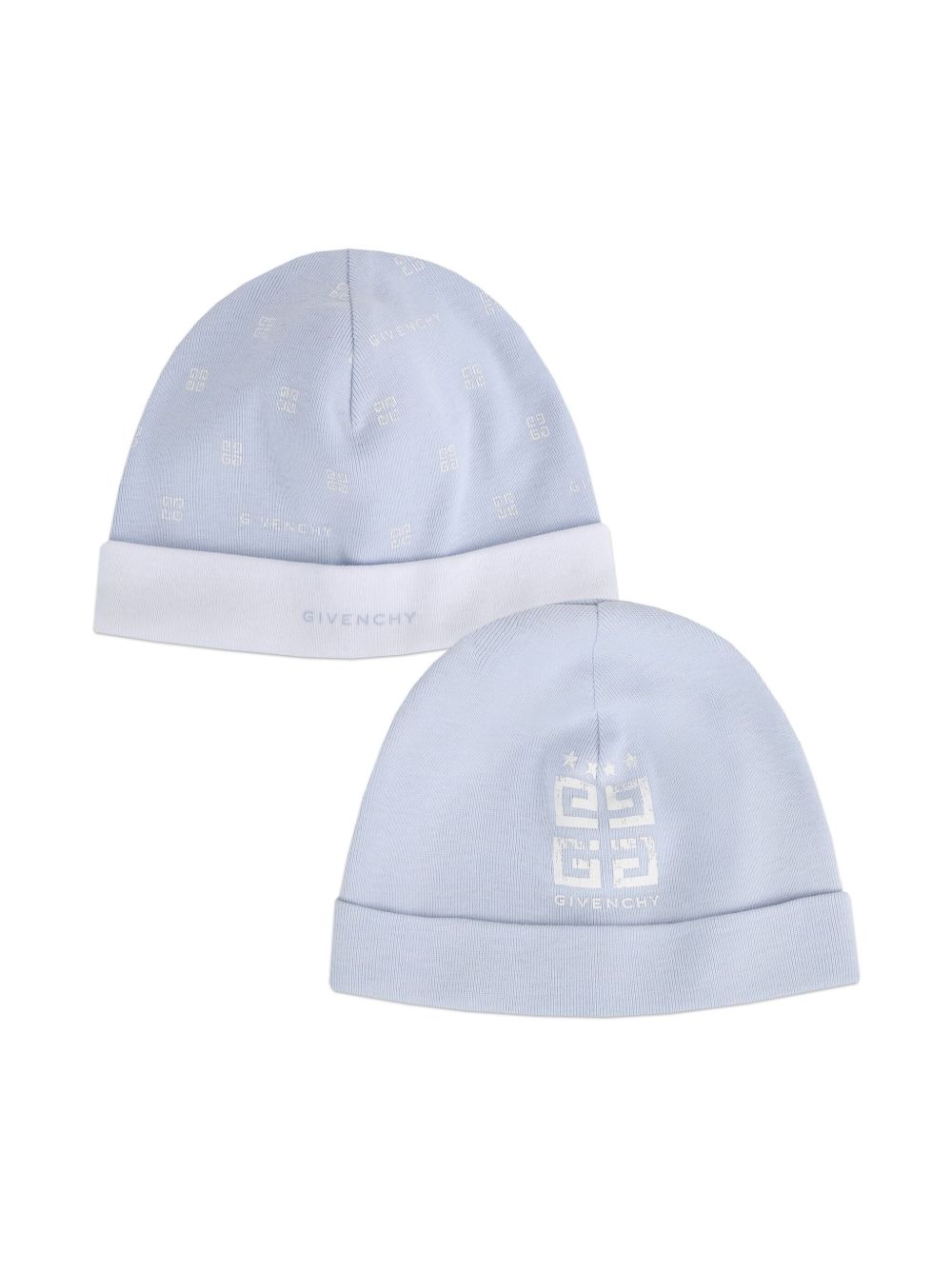 Givenchy Kids logo印花棉帽（两件装） - 蓝色