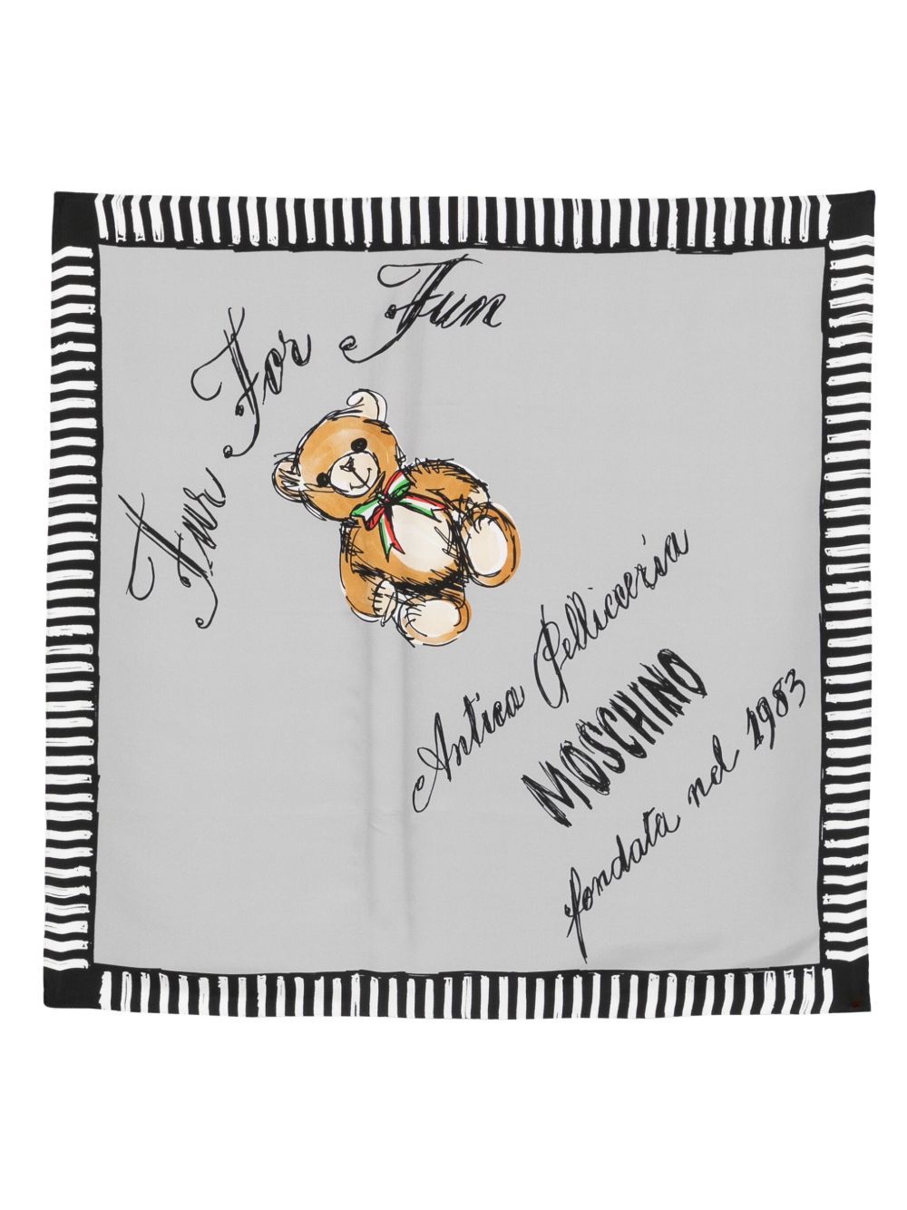 Moschino Teddy Bear 图案围巾 - 灰色