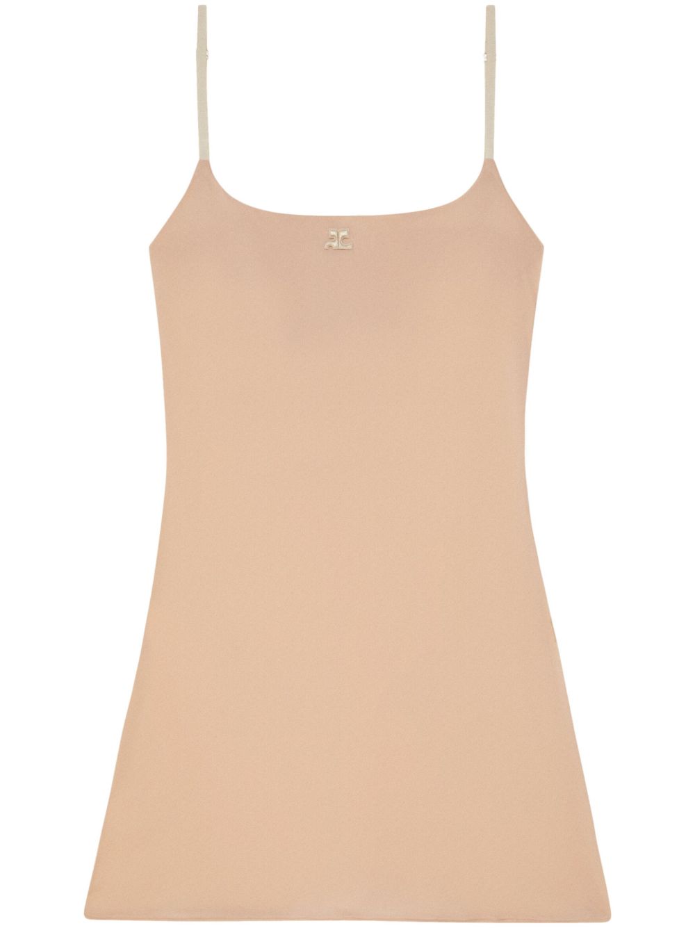 Courrèges logo印花无袖迷你连衣裙 - 中性色
