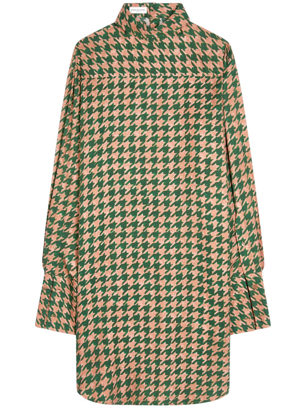 DRIES VAN NOTEN 图案企领衬衫裙 - 绿色
