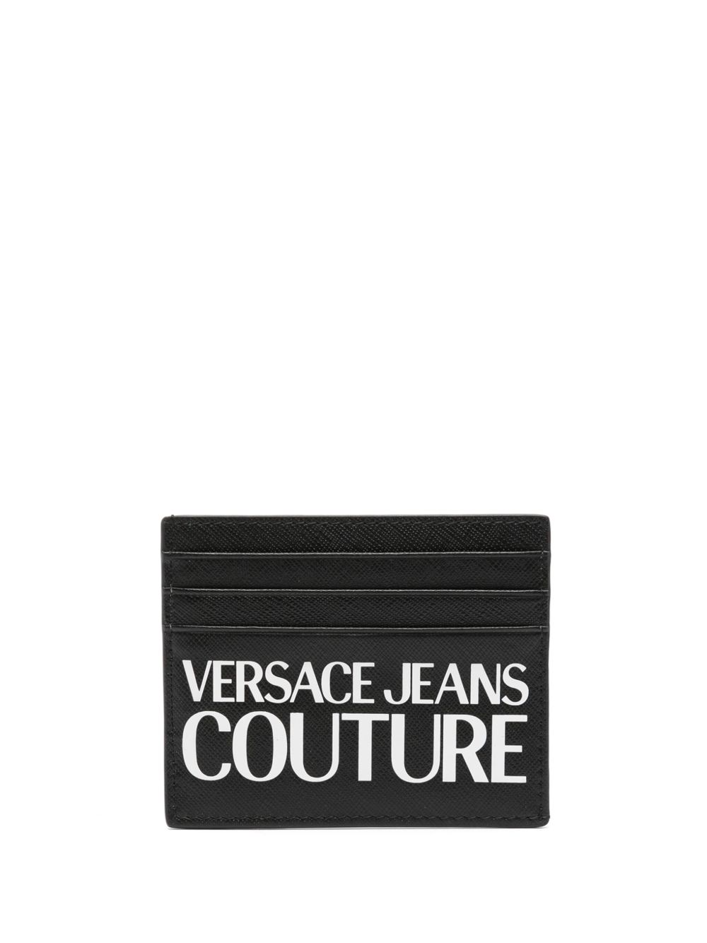 Versace Jeans Couture logo印花皮质卡夹 - 黑色