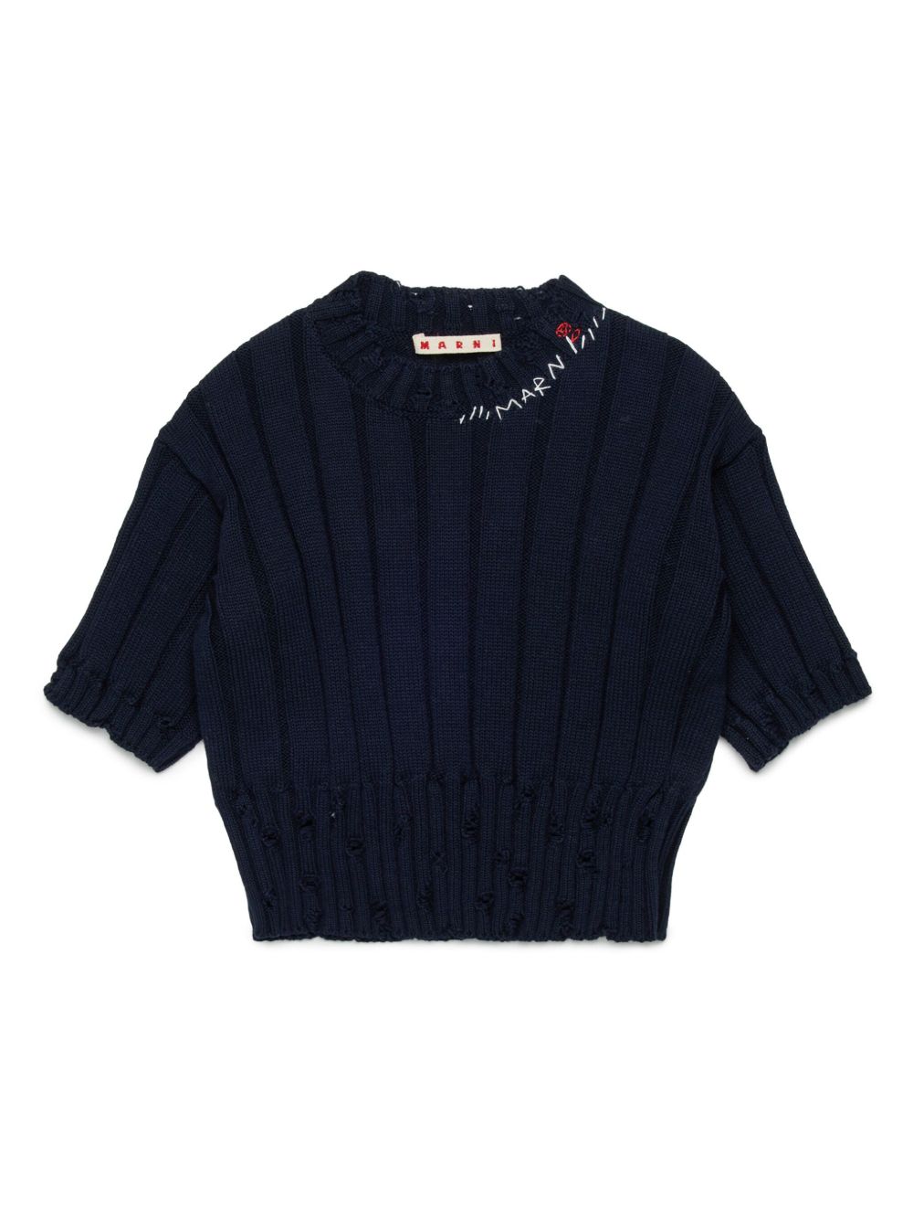 Marni Kids 仿旧效果T恤 - 蓝色