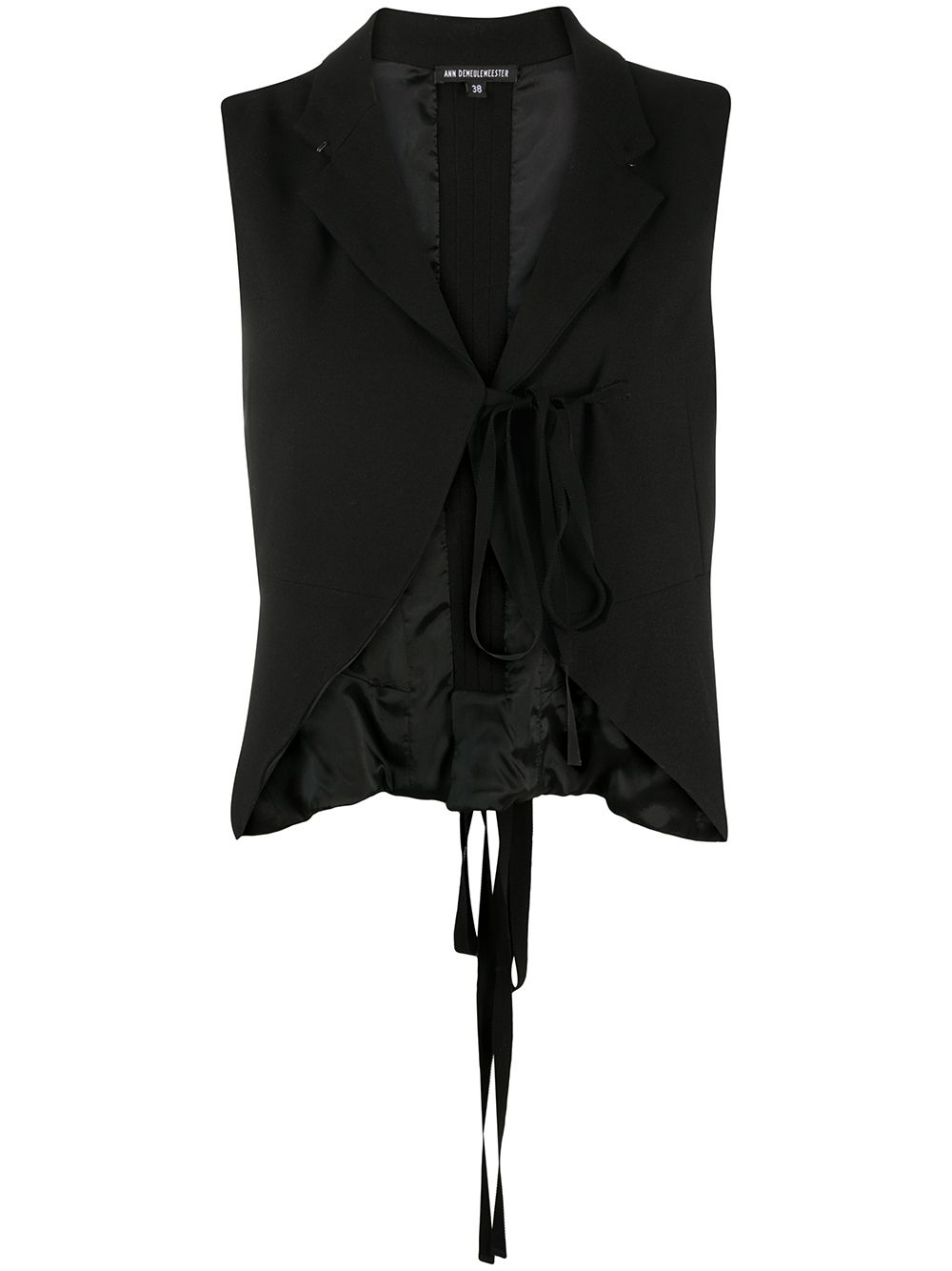 Ann Demeulemeester 正面绑带短款西式马甲 - 黑色