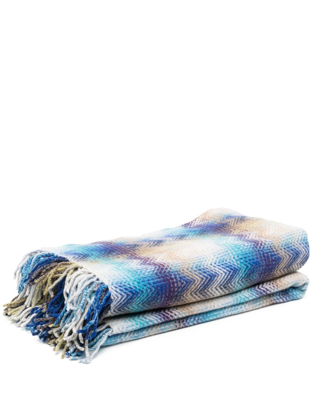 Missoni Home 经典Z字形图案印花毯 - 蓝色