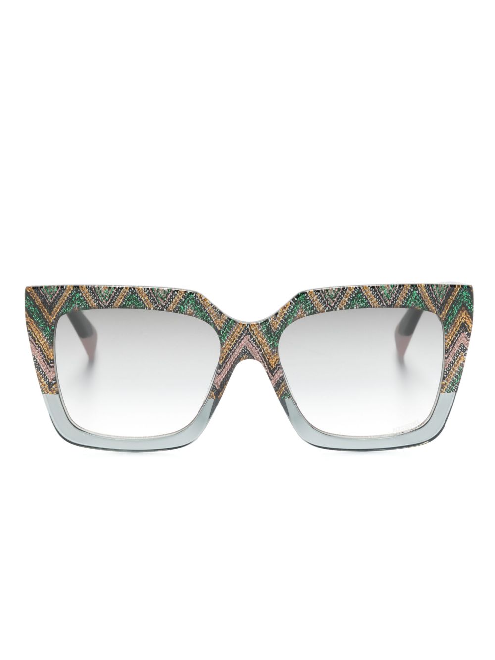 MISSONI EYEWEAR Z字纹长方形框太阳眼镜 - 灰色