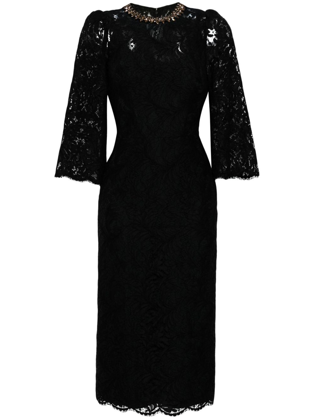 Jenny Packham Aria 蕾丝中长连衣裙 - 黑色